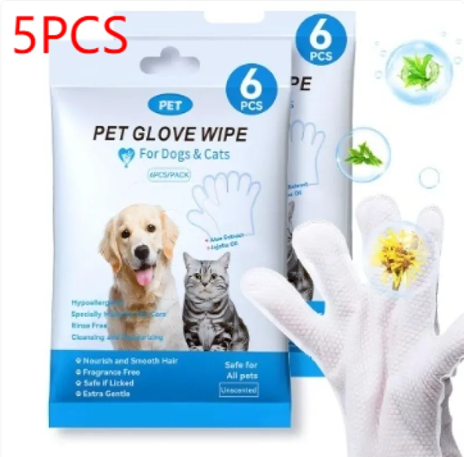 Clean Paws Kit: Pet Grooming Wipes & Gloves