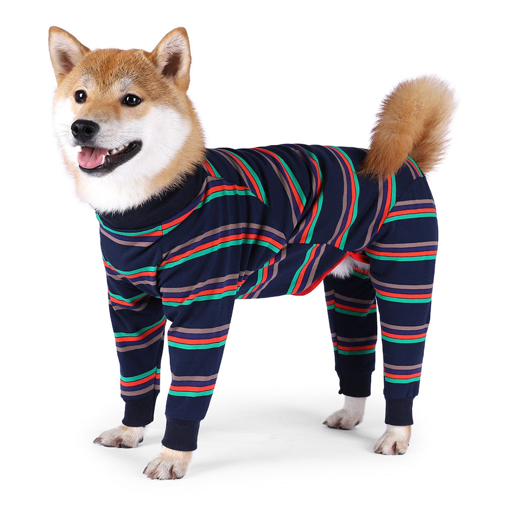 The Fireside Pajamas: Striped Four-Leg Dog Pajamas