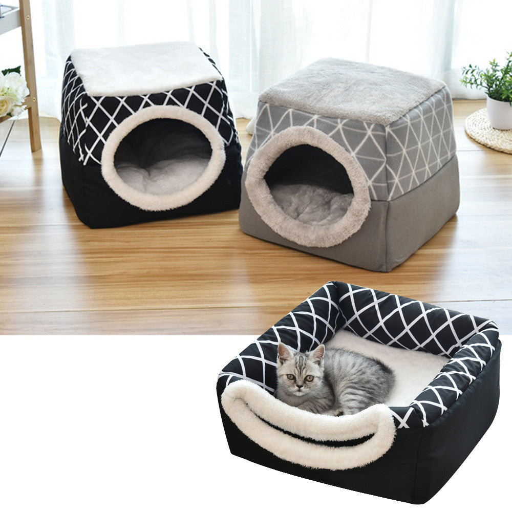 The Hideout: Semi-Enclosed Cave Bed for Cats & Small Dogs