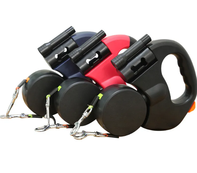 The Duo Leash: Retractable Double Dog Leash with LED Light