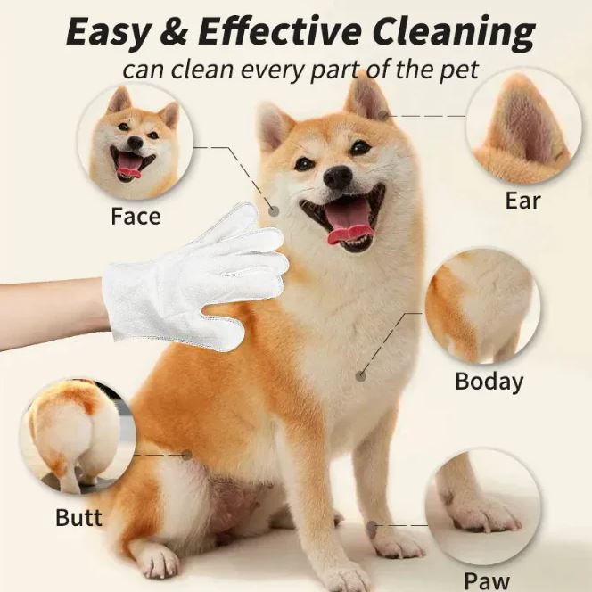 Clean Paws Kit: Pet Grooming Wipes & Gloves