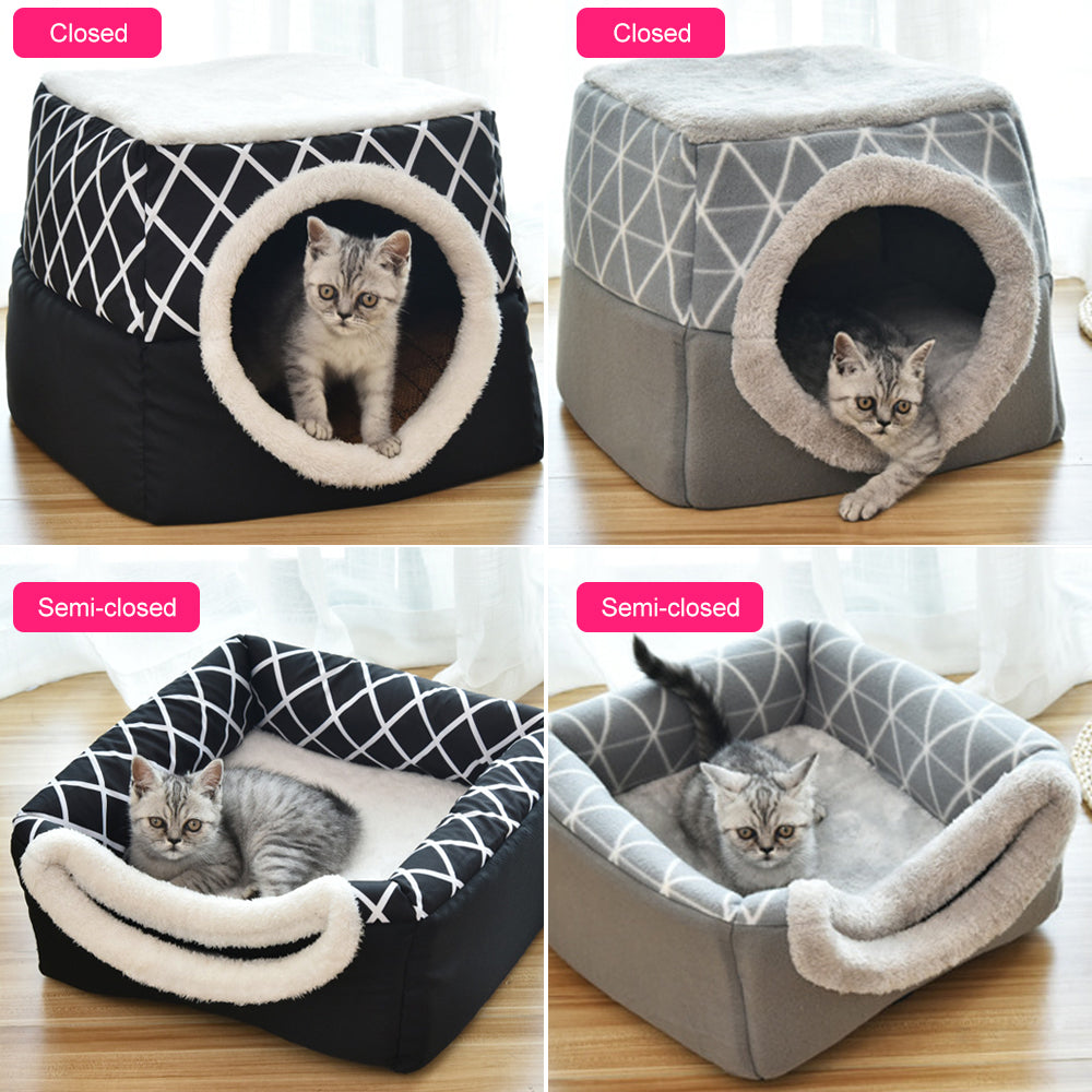 The Hideout: Semi-Enclosed Cave Bed for Cats & Small Dogs