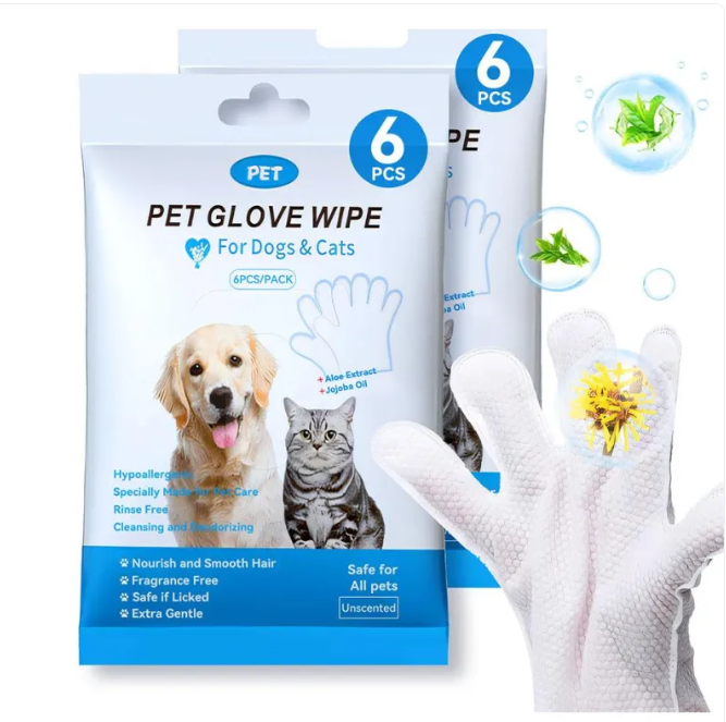 Clean Paws Kit: Pet Grooming Wipes & Gloves