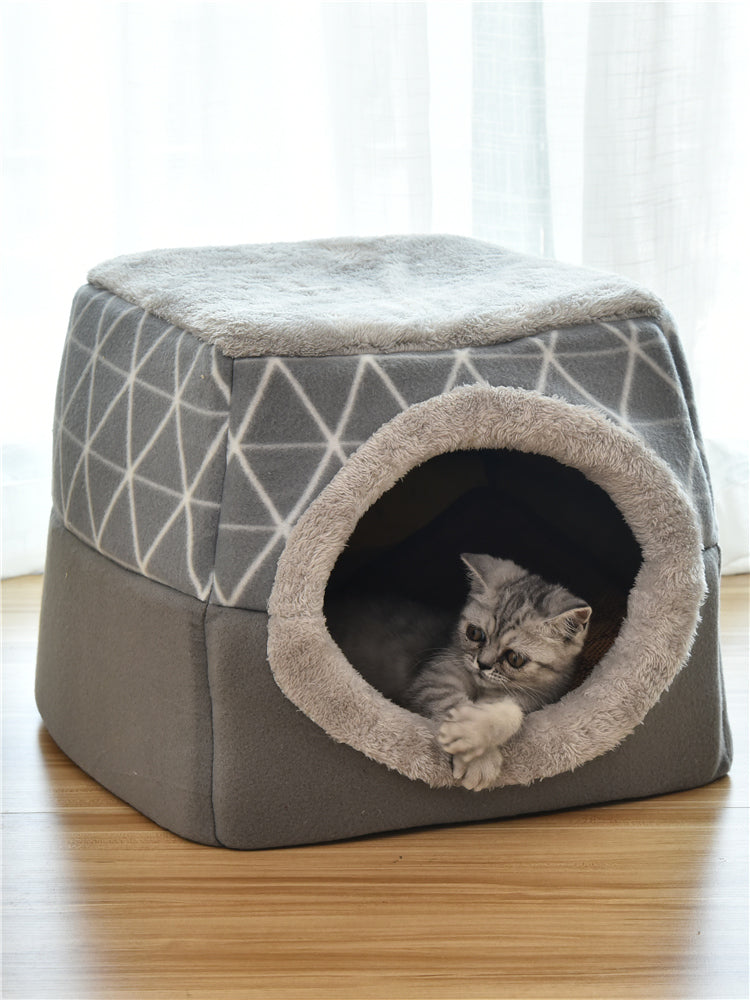 The Hideout: Semi-Enclosed Cave Bed for Cats & Small Dogs