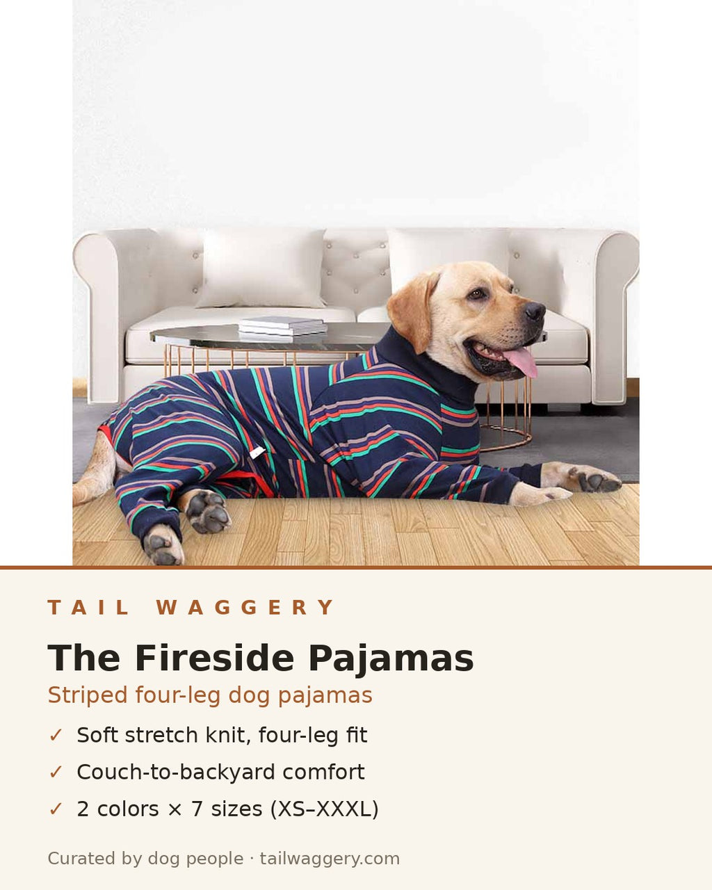 The Fireside Pajamas: Striped Four-Leg Dog Pajamas